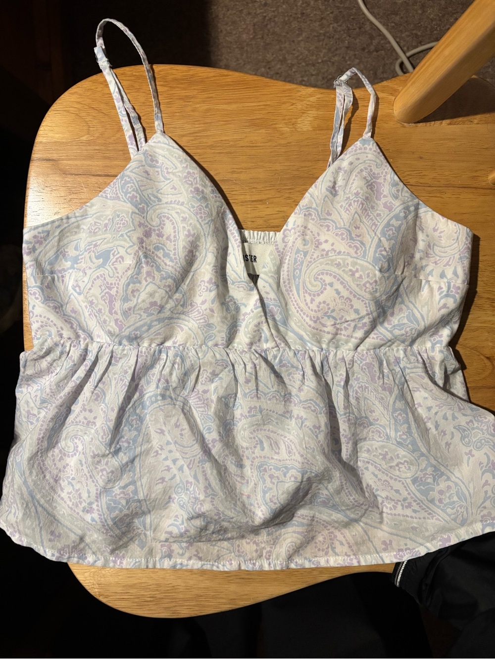 Hollister Pastel Paisley Peplum Cami in Pale Blue & Lavender